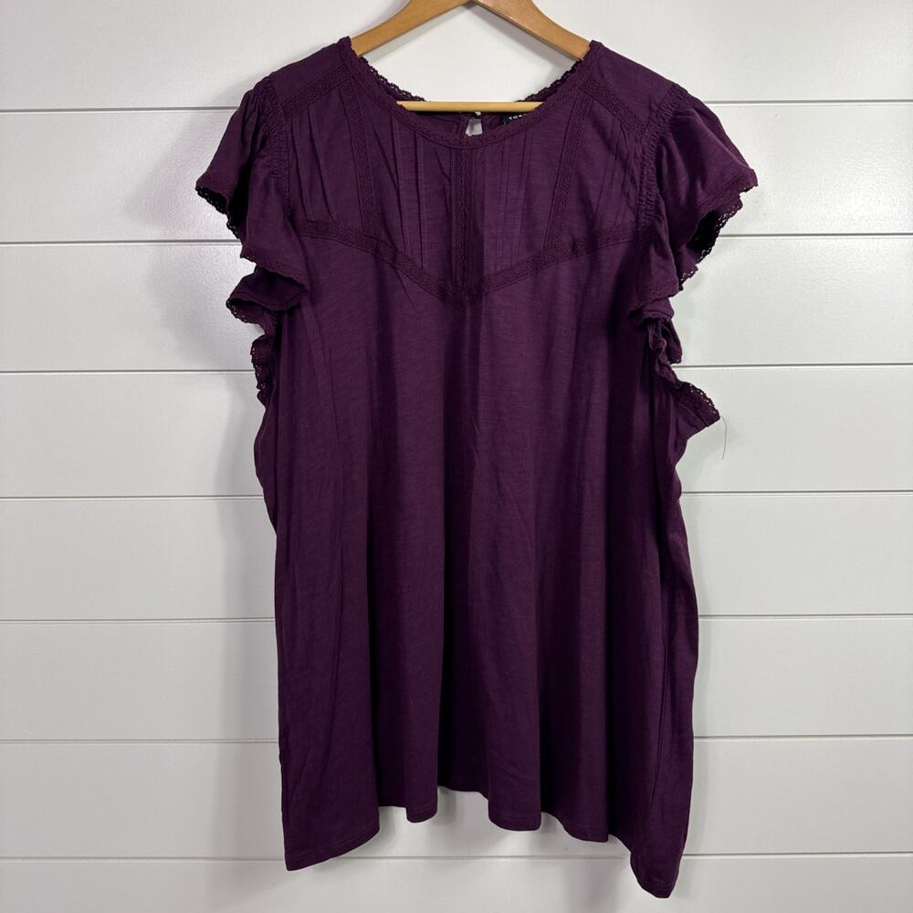 Torrid Flutter Sleeve Blouse Short Sleeve Purple sz 4